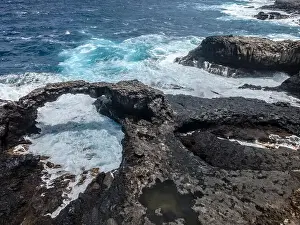 El Hierro Prints: aerial drone flight over the beautiful canary island el hierro in spain in summer