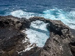 El Hierro Prints: aerial drone flight over the beautiful canary island el hierro in spain in summer