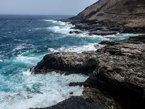 El Hierro Prints: aerial drone flight over the beautiful canary island el hierro in spain in summer