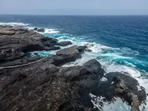 El Hierro Prints: aerial drone flight over the beautiful canary island el hierro in spain in summer
