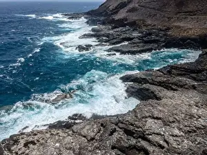 El Hierro Prints: aerial drone flight over the beautiful canary island el hierro in spain in summer