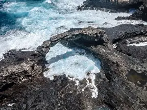 El Hierro Prints: aerial drone flight over the beautiful canary island el hierro in spain in summer