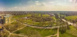 Greenwich Prints: Aerial drone panoramic image of Kidbrooke Village, London, UK