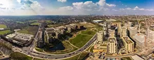 Greenwich Prints: Aerial drone panoramic image of Kidbrooke Village, London, UK