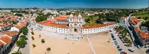 Monastic Prints: Aerial drone panoramic view of the Alcobaca Monastery (Alcobasa Monastery)