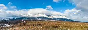 Tatra Prints: Aerial drone panoramic view of High Tatras mountain range (Vysoke Tatry in local speak)