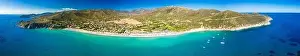 Cagliari Prints: Aerial drone panoramic view of the Solanas beach in the province Sinnai in Sardinia, Italy
