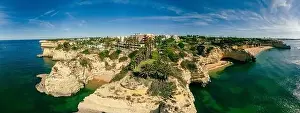 Nova Prints: Aerial drone panoramic views of Praia Nova and Praia de Nossa beach, Algarve, Portugal