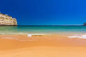 Praia Prints: Aerial drone panoramic views of Praia Nova and Praia de Nossa beach, Algarve, Portugal