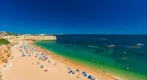Praia Prints: Aerial drone panoramic views of Praia Nova and Praia de Nossa beach, Algarve, Portugal