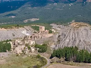 Ghost Town Prints: Aerial drone photo of the abandoned ghost town named Esco