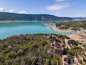 Ghost Town Prints: Aerial drone photo of the abandoned ghost town named Tiermas