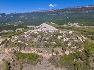 Ghost Town Prints: Aerial drone photo of the abandoned ghost town named Tiermas