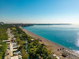 Konyaalti Prints: Aerial drone photo of Antalya Konyaalti beach and cliffs