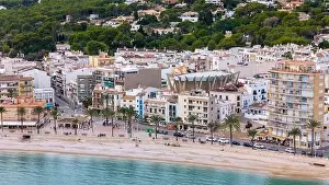 Alicante Province Prints: Aerial drone photo of the bay and coastal town of Xabia/Javea in the Costa Blanca, Spain