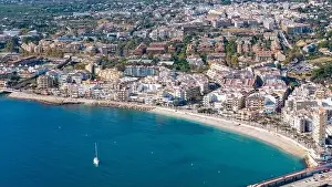 Alicante Province Prints: Aerial drone photo of the bay and coastal town of Xabia/Javea in the Costa Blanca, Spain
