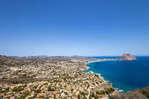 Summer Time Prints: Aerial drone photo of the beautiful coastal town of Calp on Spain's Mediterranean coast showing an aerial drone