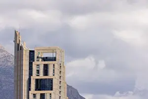 Drone Photo Prints: Aerial drone photo of the beautiful town of Benidorm in Spain showing the top of the famous Gran Hotel Bali hotel with