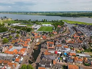 Spakenburg Prints: Aerial drone photo of Bunschoten and Spakenburg in the Netherlands