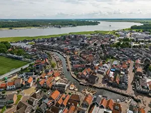 Spakenburg Prints: Aerial drone photo of Bunschoten and Spakenburg in the Netherlands