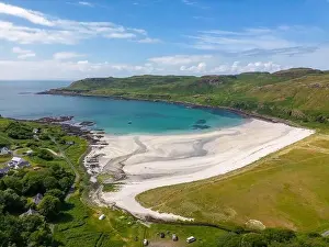 Isle Of Mull Prints: An aerial drone photo of Calgary bay on the Isle of Mull