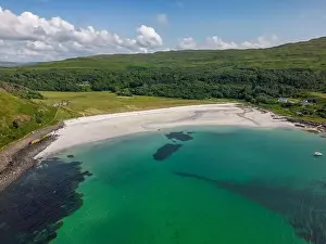 Isle Of Mull Prints: An aerial drone photo of Calgary bay on the Isle of Mull