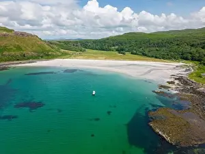 Isle Of Mull Prints: An aerial drone photo of Calgary bay on the Isle of Mull