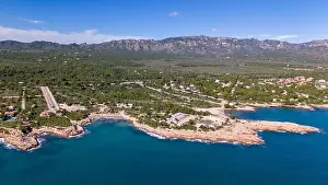 Aerial drone photo of the coast in Spain near the village of Sant Jordi d'Alfama