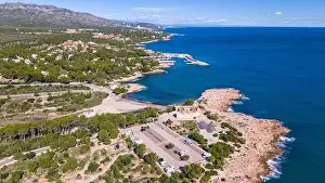 Aerial drone photo of the coast in Spain near the village of Sant Jordi d'Alfama