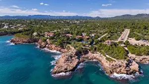 Aerial drone photo of the coast in Spain near the village of Sant Jordi d'Alfama