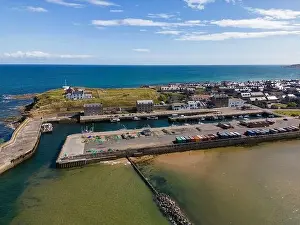 Fishing Port Prints: Aerial drone photo of the coastal town named Burghead in Moray