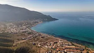 Costa Calida Prints: Aerial drone photo of the coastal town named La Azohia in the Costa Calida, Spain