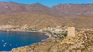 Costa Calida Prints: Aerial drone photo of the coastal town named La Azohia in the Costa Calida, Spain