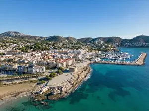 Costa Blanca Prints: Aerial drone photo of the coastal town named Moraira