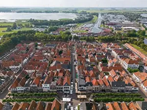 Gelderland Prints: Aerial drone photo of the fortified town Elburg in Gelderland, the Netherlands