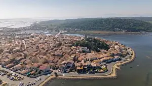 Aude Prints: Aerial drone photo of the French coastal town named Gruissan