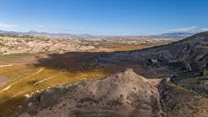 Geopark Prints: Aerial drone photo of the lake Negratin and the hot springs which are located in the Granada Geopark