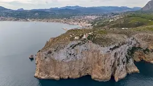 Javea Prints: Aerial drone photo of the lighthouse on the cliffs of Cap de Sant Antoni