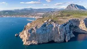 Javea Prints: Aerial drone photo of the lighthouse on the cliffs of Cap de Sant Antoni