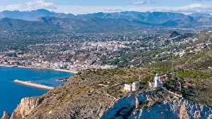 Javea Prints: Aerial drone photo of the lighthouse on the cliffs of Cap de Sant Antoni