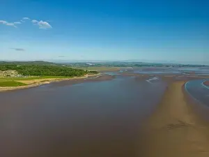Silverdale Prints: Aerial drone photo of the Morecambe Bay near Silverdale in western England