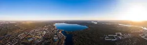 aerial drone photo of Mueggelsee in Berlin Kopenick Germany