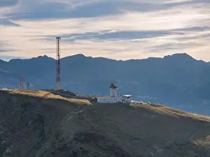 Old Tower Prints: Aerial drone photo of the old radio tower of old sud in El pas de la casa
