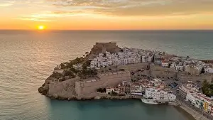 Peniscola Prints: Aerial drone photo of the peninsula and old town centre of Peniscola