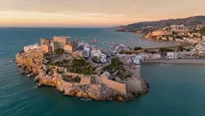 Peniscola Prints: Aerial drone photo of the peninsula and old town centre of Peniscola