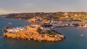 Peniscola Prints: Aerial drone photo of the peninsula and old town centre of Peniscola