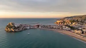 Peniscola Prints: Aerial drone photo of the peninsula and old town centre of Peniscola