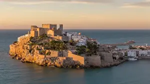 Peniscola Prints: Aerial drone photo of the peninsula and old town centre of Peniscola