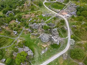 An aerial drone photo that shows the Brimham Rocks in the Yorkshire Dales