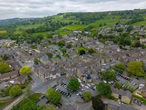 Yorkshire Dales Prints: Aerial drone photo of the small village Pately Bridge in North-Yorkshire, England